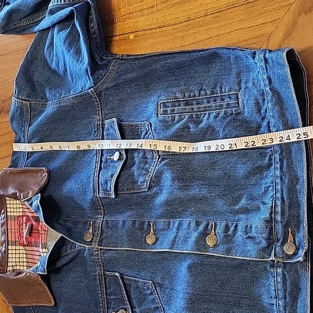 Vintage Marlboro Country Store Denim Jacket with Leather Collar Size Large - Picture 8 of 12